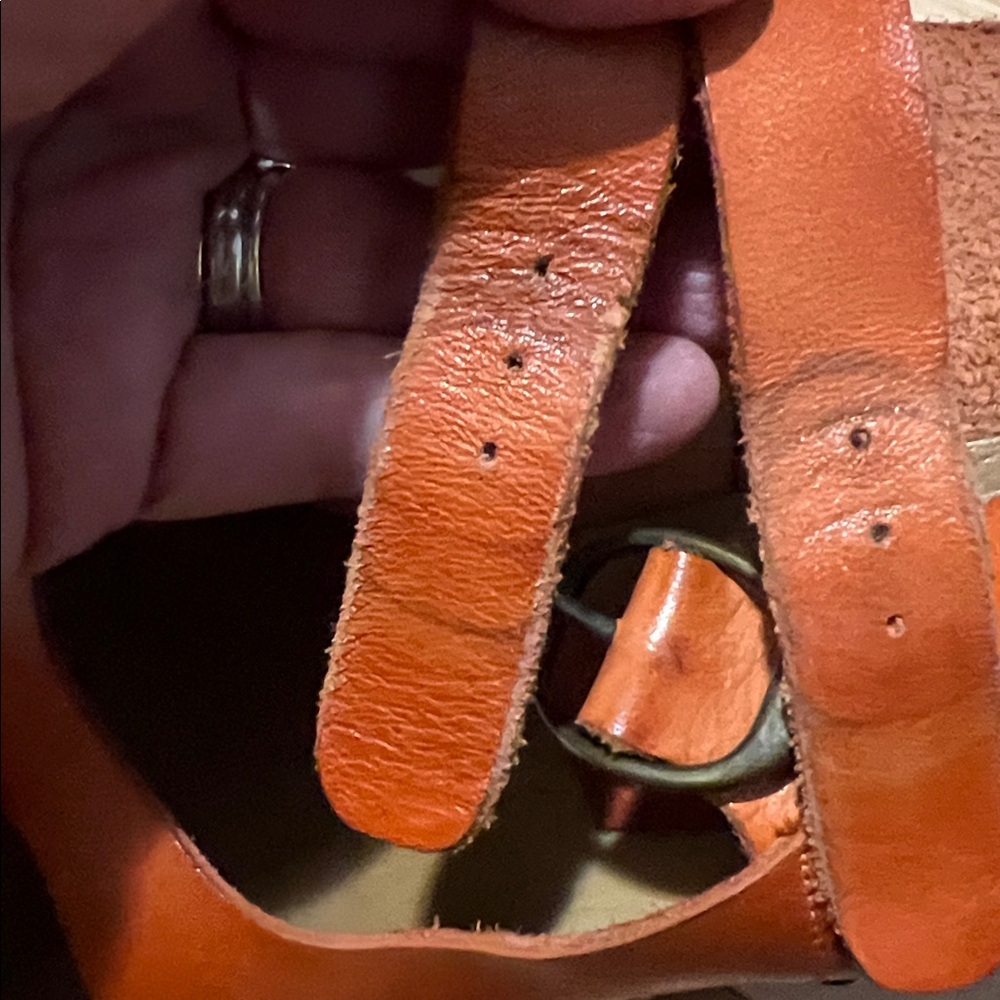 Women's Cognac Colour Leather Sandals - Picture 17 of 17